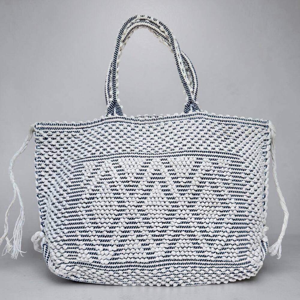 Antonello Tedde Large Tote Geometric Woven Summer Beach Bag Boho Eco Luxury